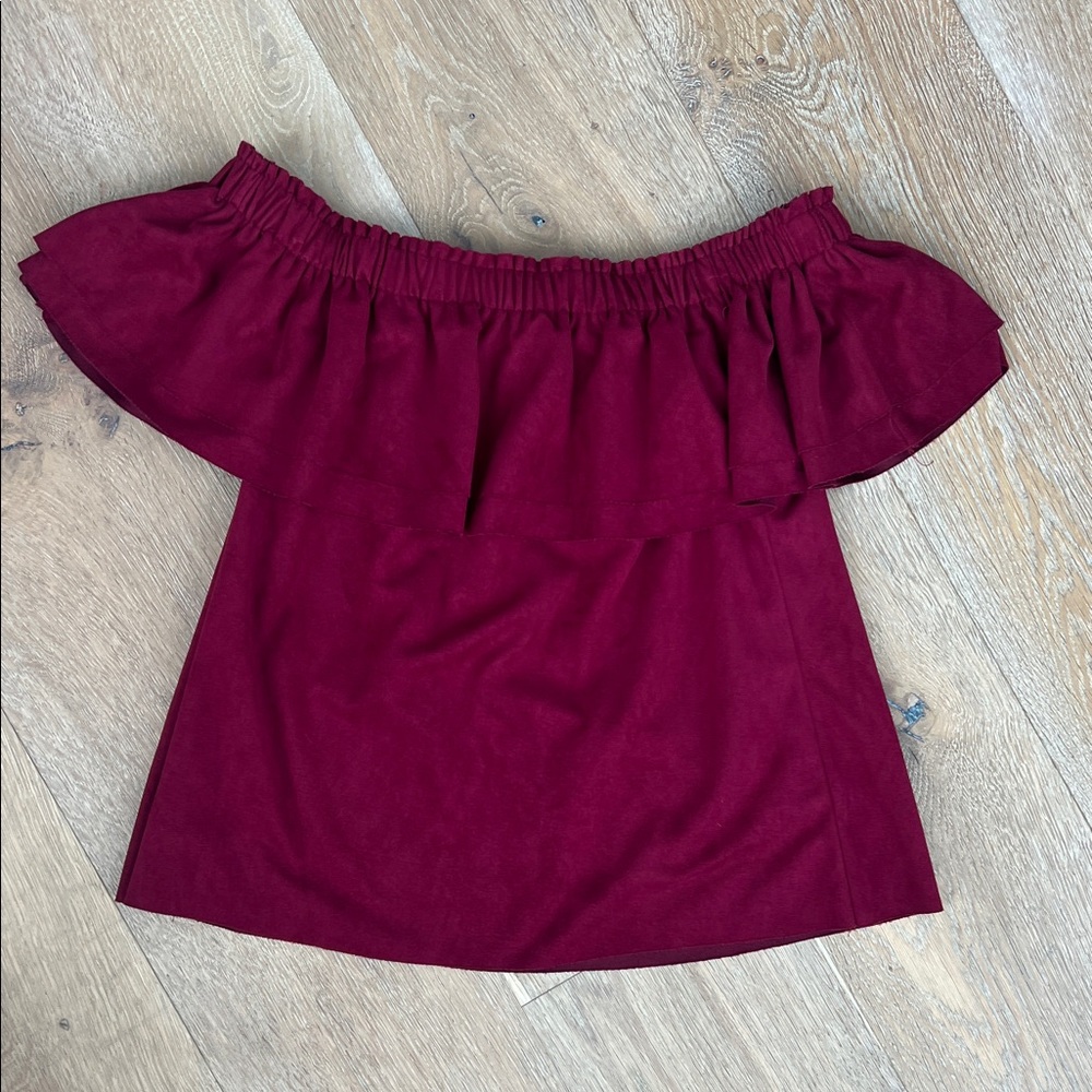 Young Fabulous & Broke Burgundy Off-Shoulder Blouse